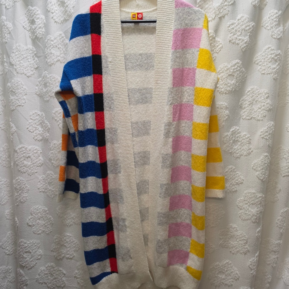 Lego x Target XS Colorblock Striped Longline Open Front Cardigan Wool Blend
